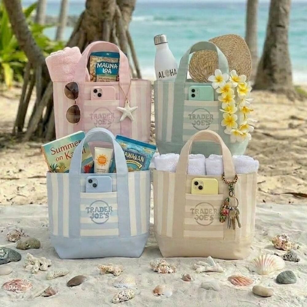 Trader Joe’s Mini Pastel Striped Canvas Tote Bags